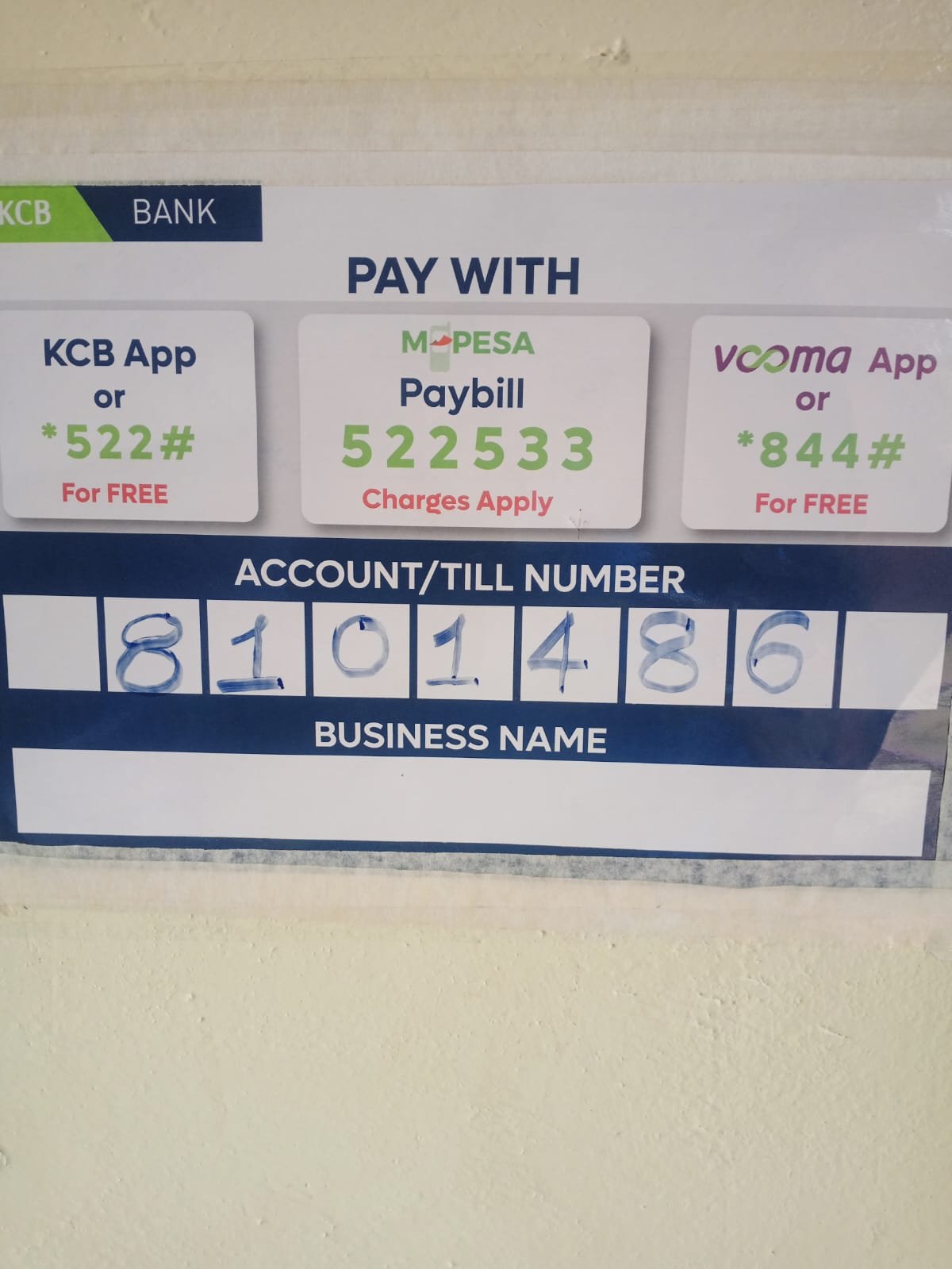 KCB Bank payment channels